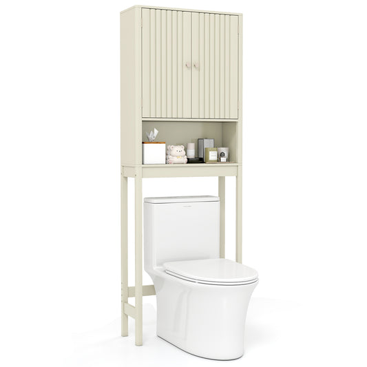 Over The Toilet Storage Cabinet with Fluted Doors, Beige Bathroom Etagere Beige at Gallery Canada
