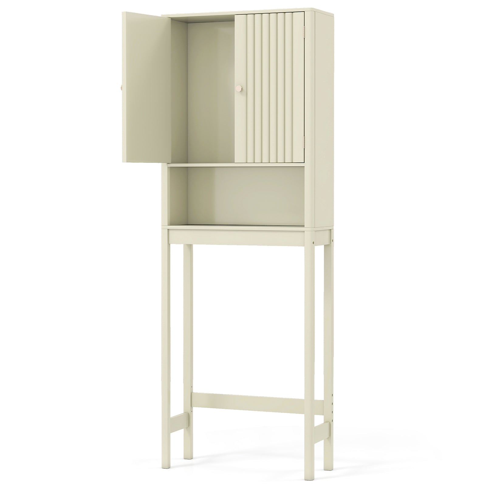 Over The Toilet Storage Cabinet with Fluted Doors, Beige Bathroom Etagere at Gallery Canada