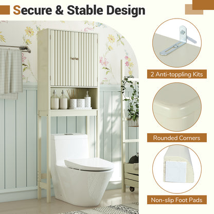 Over The Toilet Storage Cabinet with Fluted Doors, Beige Bathroom Etagere at Gallery Canada