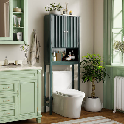Over The Toilet Storage Cabinet with Fluted Doors, Green Bathroom Etagere at Gallery Canada