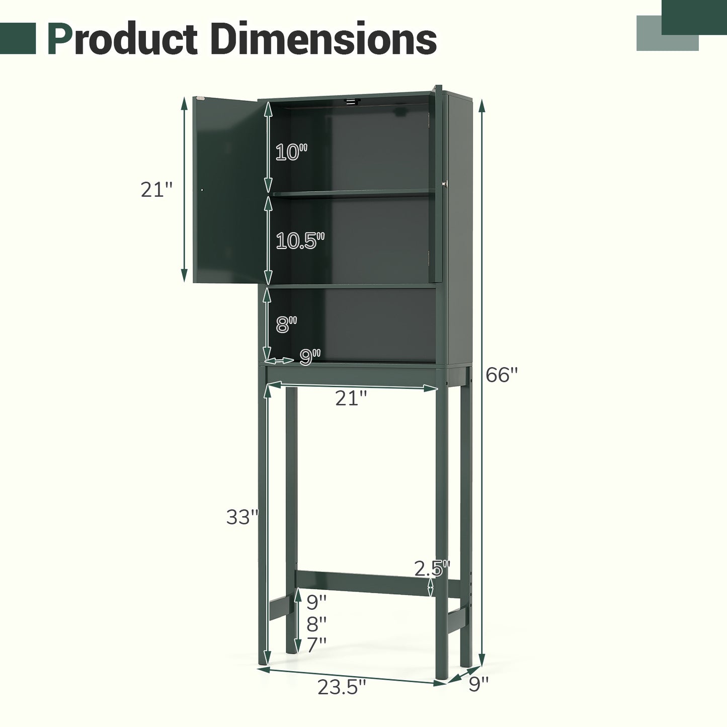 Over The Toilet Storage Cabinet with Fluted Doors, Green Bathroom Etagere at Gallery Canada
