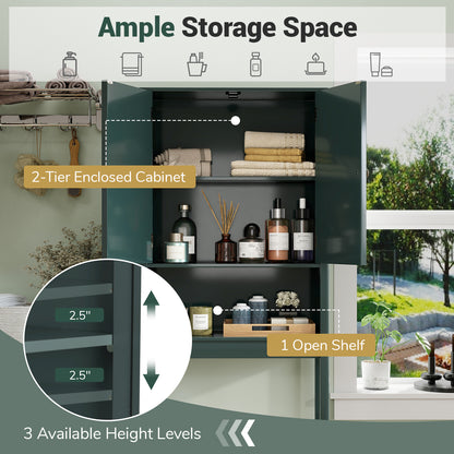 Over The Toilet Storage Cabinet with Fluted Doors, Green Bathroom Etagere at Gallery Canada
