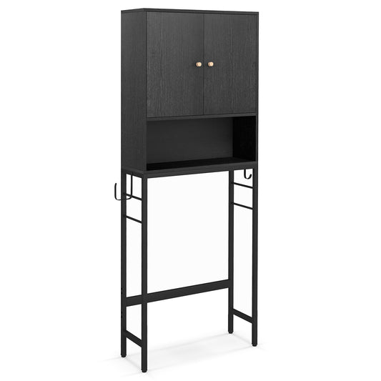 Over The Toilet Storage Cabinet, 2 Doors, Adjustable Shelf, Black Wall Cabinets Black at Gallery Canada