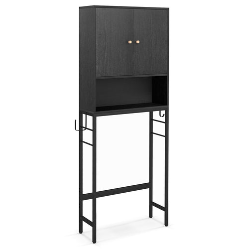 Over The Toilet Storage Cabinet, 2 Doors, Adjustable Shelf, Black