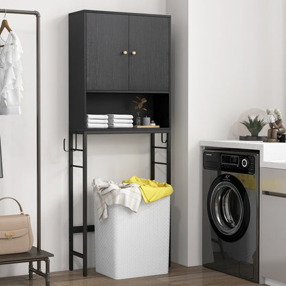 Armoire de rangement au-dessus des toilettes, 2 portes, étagère réglable, noir