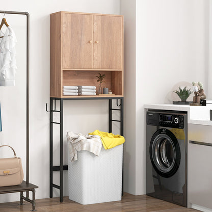 Armoire de rangement au-dessus des toilettes, 2 portes, étagère réglable, naturel