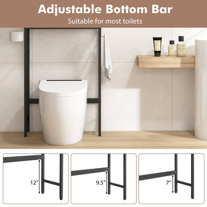 Armoire de rangement au-dessus des toilettes, 2 portes, étagère réglable, naturel