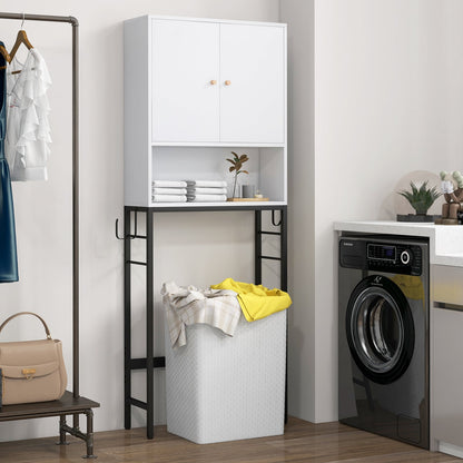 Armoire de rangement au-dessus des toilettes, 2 portes, étagère réglable, blanc