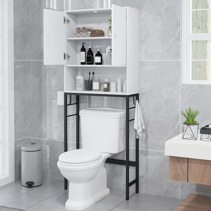 Armoire de rangement au-dessus des toilettes, 2 portes, étagère réglable, blanc