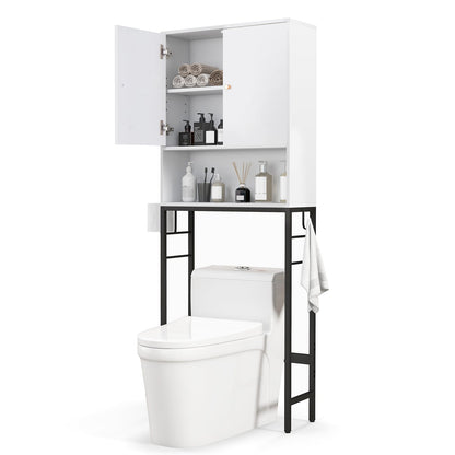 Armoire de rangement au-dessus des toilettes, 2 portes, étagère réglable, blanc