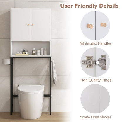 Armoire de rangement au-dessus des toilettes, 2 portes, étagère réglable, blanc