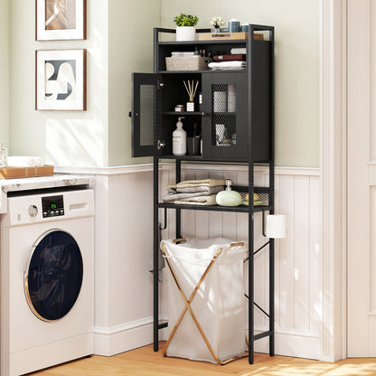 Over-The-Toilet Storage Cabinet with Heavy-Duty Metal Frame 2-door Freestanding, Black Bathroom Etagere at Gallery Canada