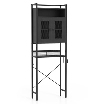 Over-The-Toilet Storage Cabinet with Heavy-Duty Metal Frame 2-door Freestanding, Black Bathroom Etagere Black at Gallery Canada