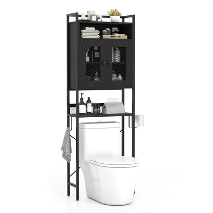Over-The-Toilet Storage Cabinet with Heavy-Duty Metal Frame 2-door Freestanding, Black Bathroom Etagere at Gallery Canada