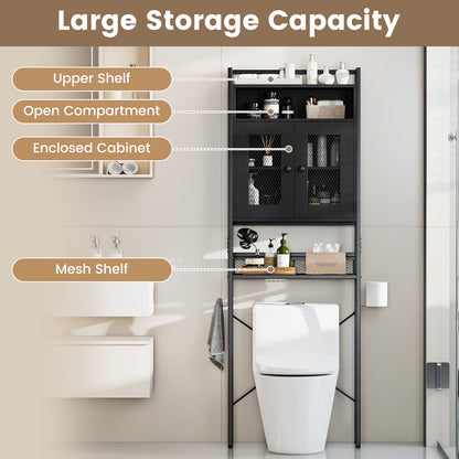 Over-The-Toilet Storage Cabinet with Heavy-Duty Metal Frame 2-door Freestanding, Black Bathroom Etagere at Gallery Canada