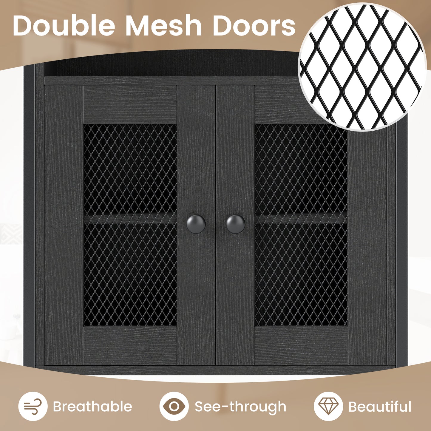 Over-The-Toilet Storage Cabinet with Heavy-Duty Metal Frame 2-door Freestanding, Black Bathroom Etagere at Gallery Canada