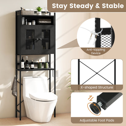 Over-The-Toilet Storage Cabinet with Heavy-Duty Metal Frame 2-door Freestanding, Black Bathroom Etagere at Gallery Canada