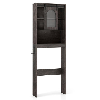Over Toilet Storage Cabinet With Sliding Barn Door, Open Shelves, Oak Bathroom Etagere Oak at Gallery Canada