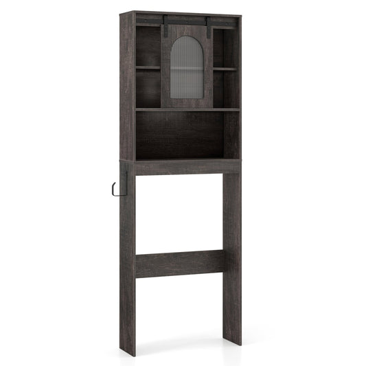 Over Toilet Storage Cabinet With Sliding Barn Door, Open Shelves, Oak Bathroom Etagere Oak at Gallery Canada