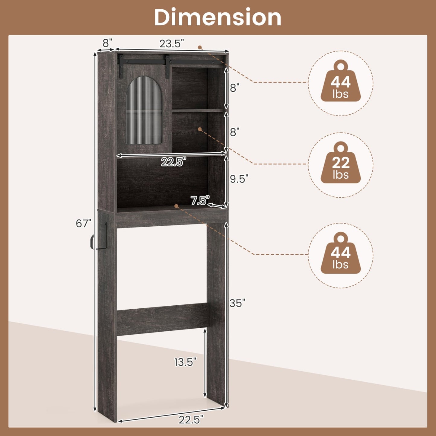 Over Toilet Storage Cabinet With Sliding Barn Door, Open Shelves, Oak Bathroom Etagere at Gallery Canada