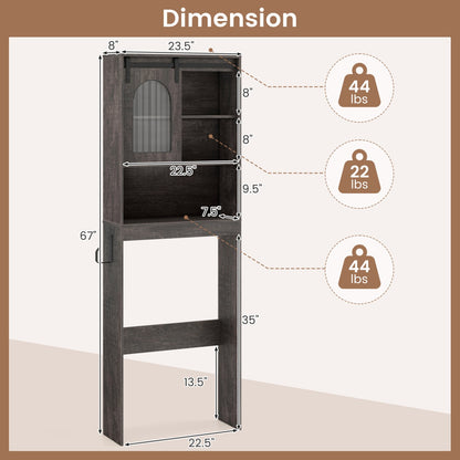 Over Toilet Storage Cabinet With Sliding Barn Door, Open Shelves, Oak Bathroom Etagere at Gallery Canada