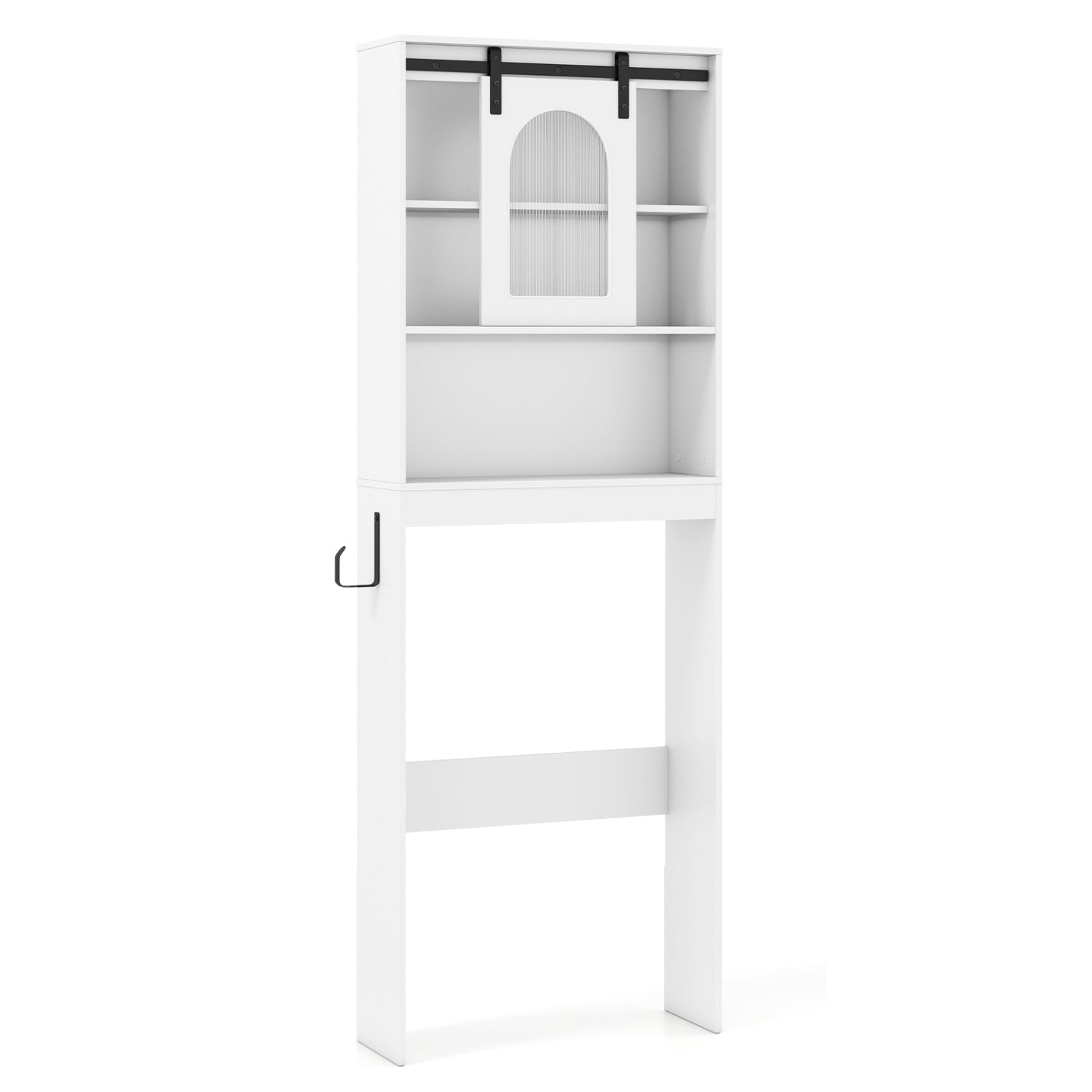 Over Toilet Storage Cabinet, Sliding Barn Door, Open Shelves, White Bathroom Etagere at Gallery Canada
