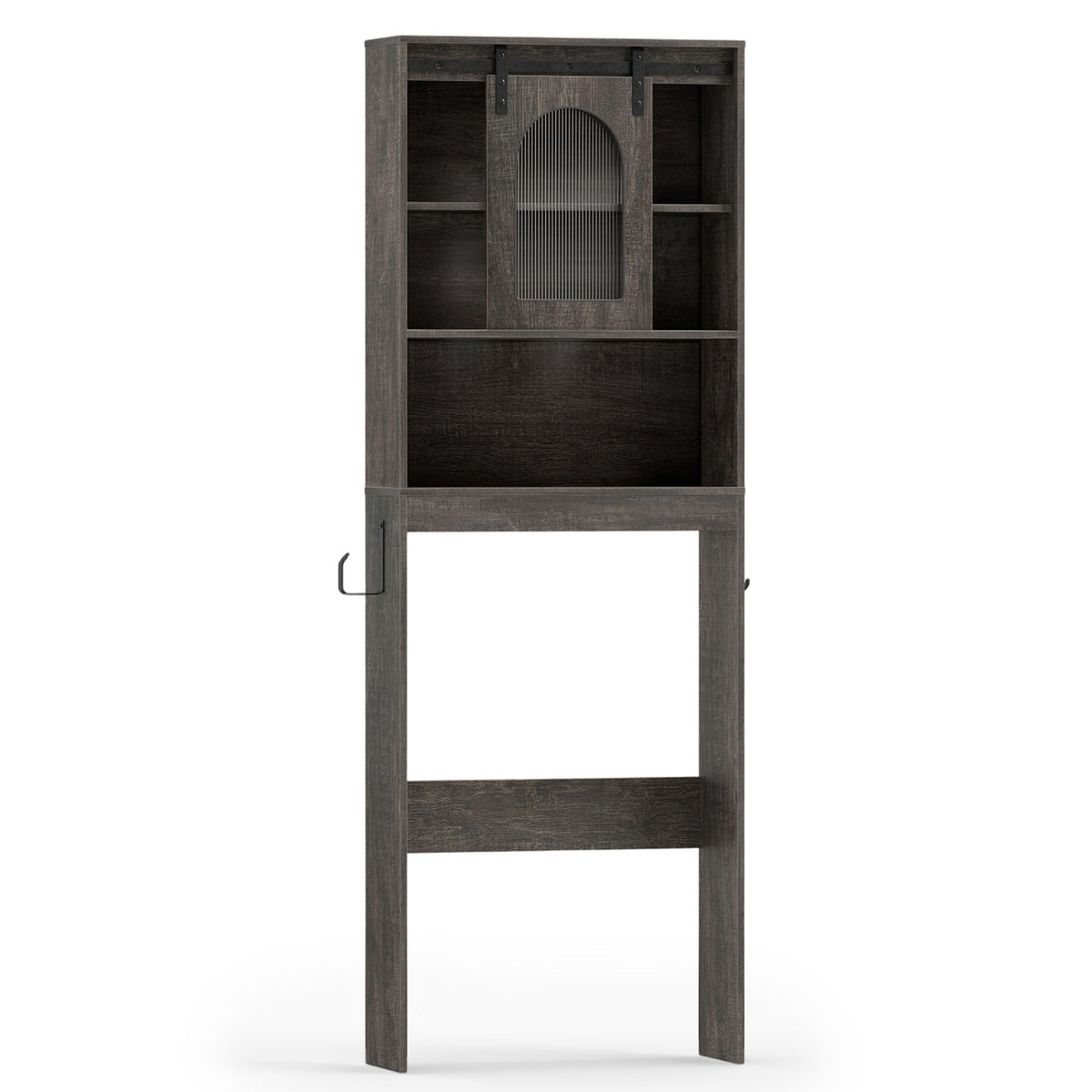 Over Toilet Storage Cabinet With Sliding Barn Door, Open Shelves, Oak Bathroom Etagere at Gallery Canada