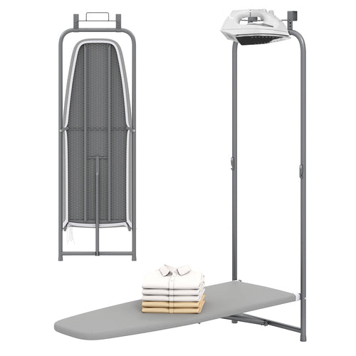 Over the Door Ironing Board Space-Saving Metal Hanging Ironing Board, Gray