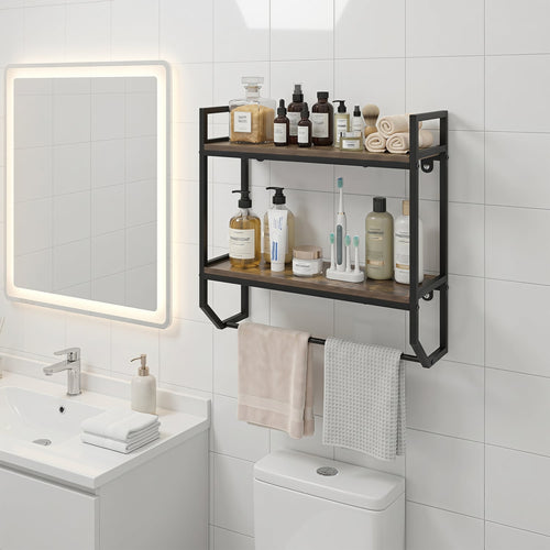 Over The Toilet Shelf Wall Mounted, Metal Frame, Gray