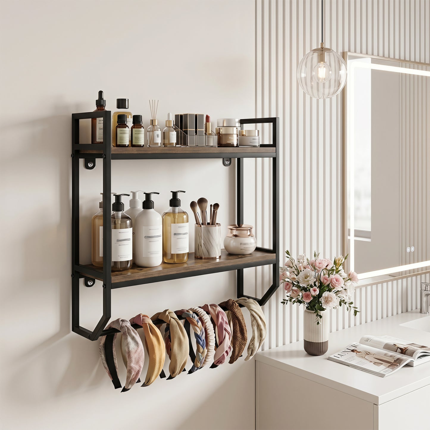 Over The Toilet Shelf Wall Mounted, Metal Frame, Gray