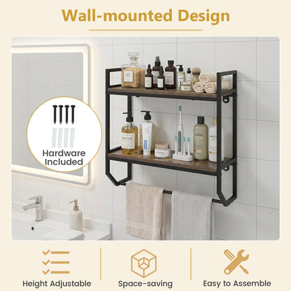 Over The Toilet Shelf Wall Mounted, Metal Frame, Gray