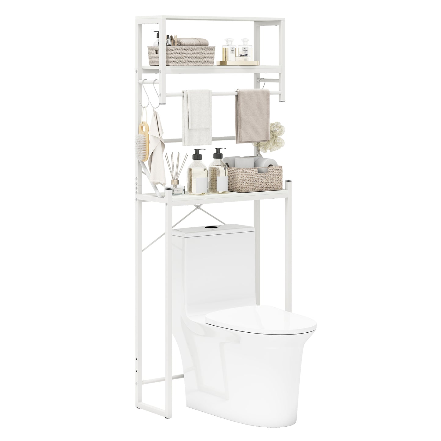 Over the Toilet Storage Rack 3-Tier Over Toilet Bathroom Organizer with Towel Holder, White Bathroom Etagere White at Gallery Canada