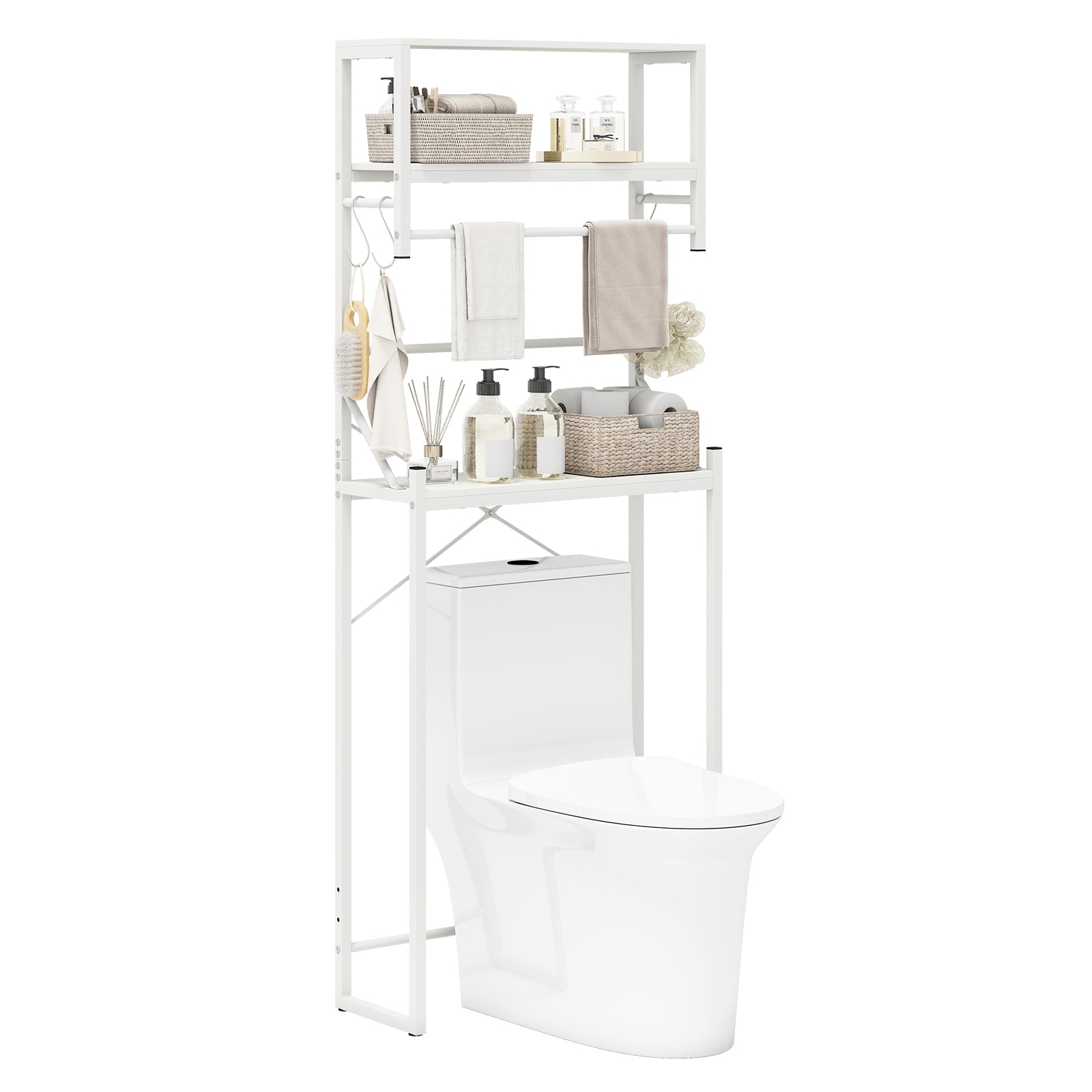 Over the Toilet Storage Rack 3-Tier Over Toilet Bathroom Organizer with Towel Holder, White Bathroom Etagere at Gallery Canada