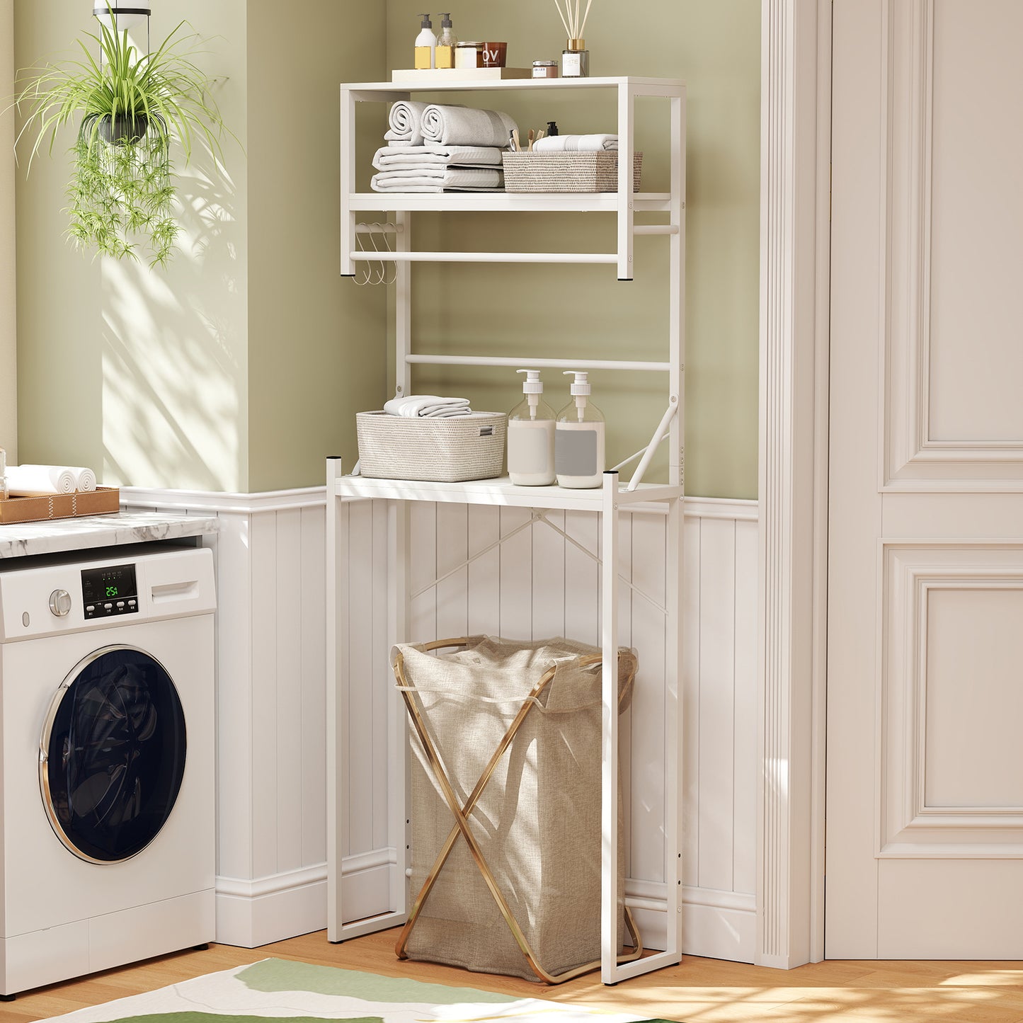 Over the Toilet Storage Rack 3-Tier Over Toilet Bathroom Organizer with Towel Holder, White Bathroom Etagere at Gallery Canada