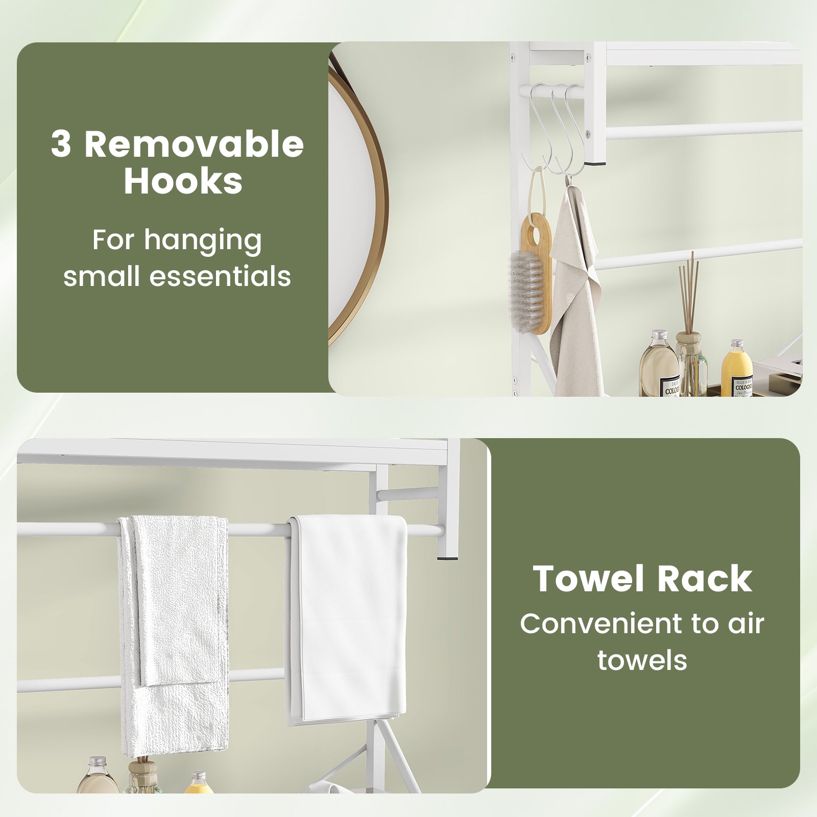Over the Toilet Storage Rack 3-Tier Over Toilet Bathroom Organizer with Towel Holder, White Bathroom Etagere at Gallery Canada