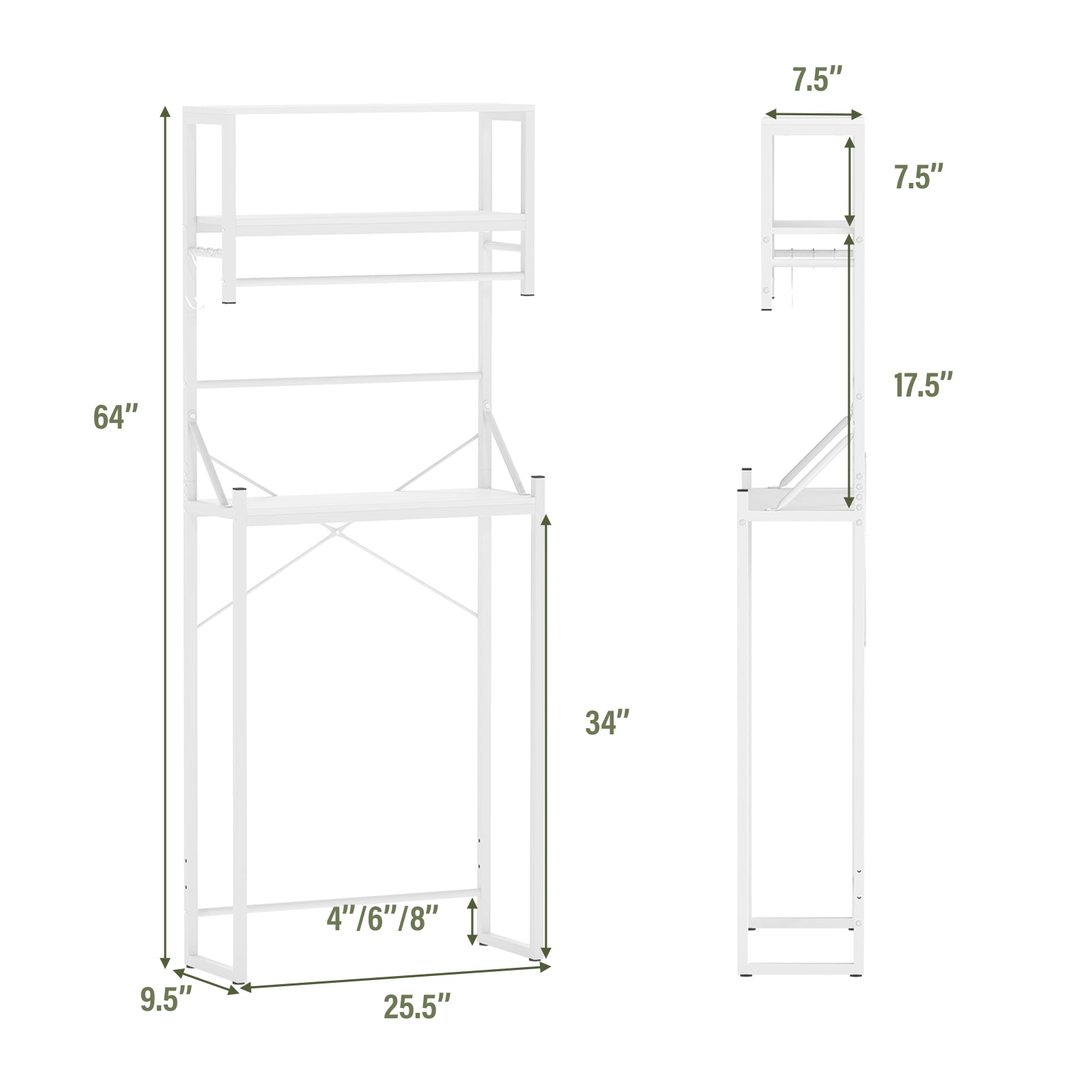 Over the Toilet Storage Rack 3-Tier Over Toilet Bathroom Organizer with Towel Holder, White Bathroom Etagere at Gallery Canada