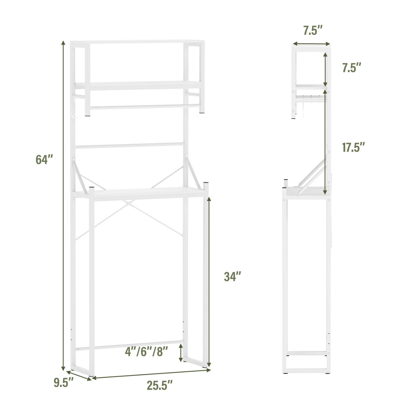 Over the Toilet Storage Rack 3-Tier Over Toilet Bathroom Organizer with Towel Holder, White Bathroom Etagere at Gallery Canada