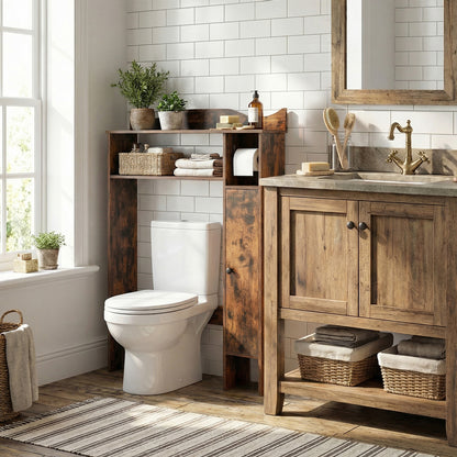 Over The Toilet Storage Cabinet, Rustic Brown Bathroom Etagere at Gallery Canada