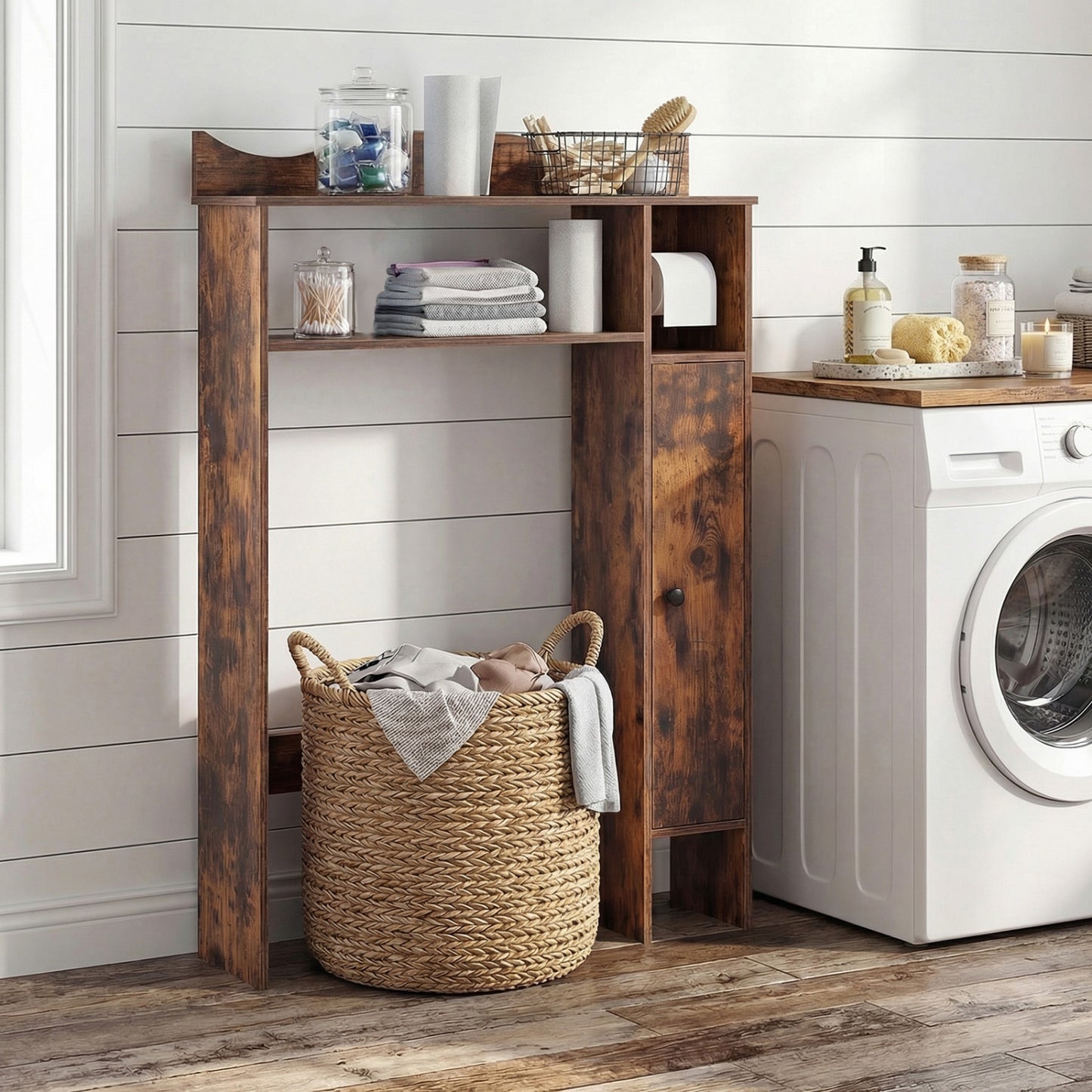 Over The Toilet Storage Cabinet, Rustic Brown Bathroom Etagere at Gallery Canada