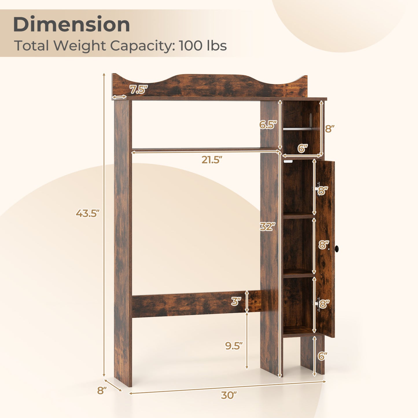 Over The Toilet Storage Cabinet, Rustic Brown Bathroom Etagere at Gallery Canada