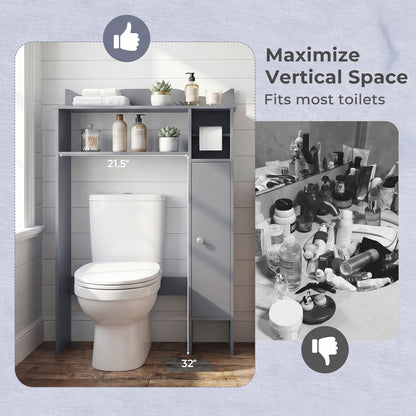 Over The Toilet Storage Cabinet, Toilet Paper Holder, Gray Bathroom Etagere at Gallery Canada