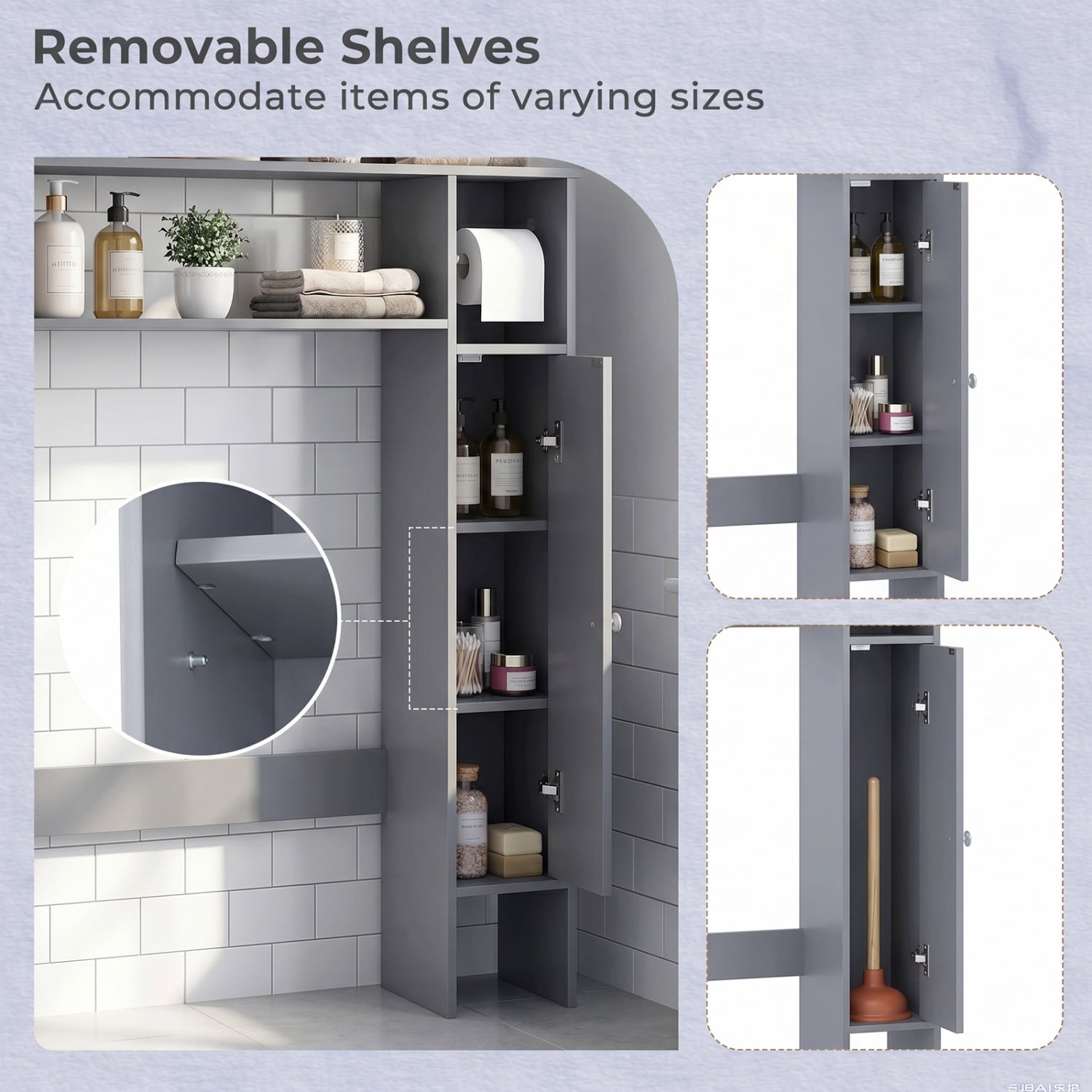 Over The Toilet Storage Cabinet, Toilet Paper Holder, Gray Bathroom Etagere at Gallery Canada