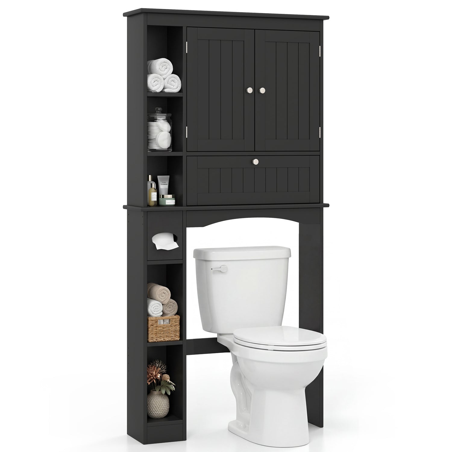 Over The Toilet Storage Cabinet, Adjustable Shelf, Black Bathroom Etagere at Gallery Canada