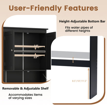 Over The Toilet Storage Cabinet, Adjustable Shelf, Black Bathroom Etagere at Gallery Canada