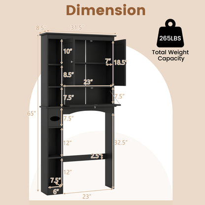 Over The Toilet Storage Cabinet, Adjustable Shelf, Black Bathroom Etagere at Gallery Canada