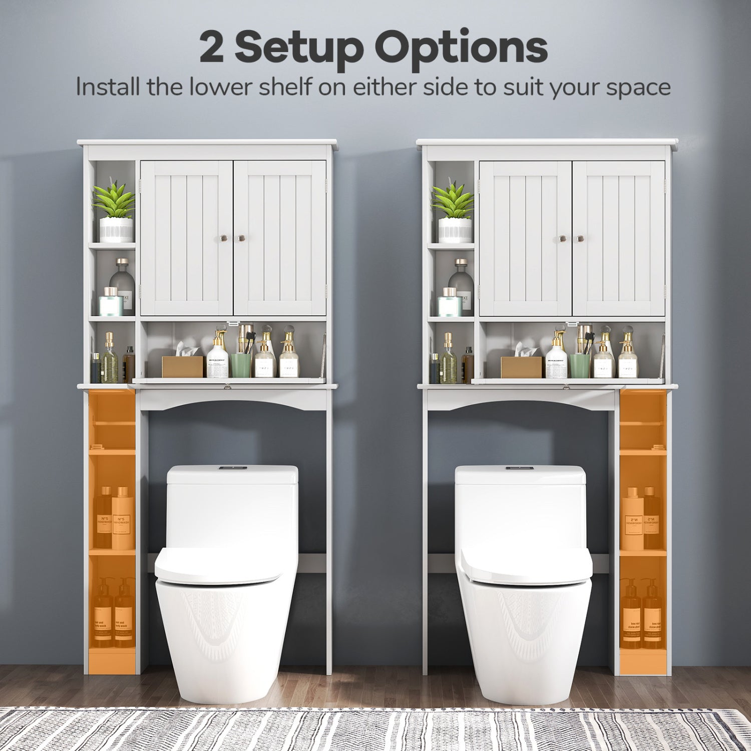 Over The Toilet Storage Cabinet, Adjustable Shelf, White Bathroom Etagere at Gallery Canada