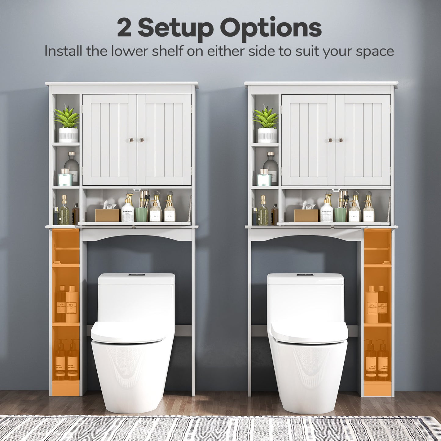 Over The Toilet Storage Cabinet, Adjustable Shelf, White Bathroom Etagere at Gallery Canada
