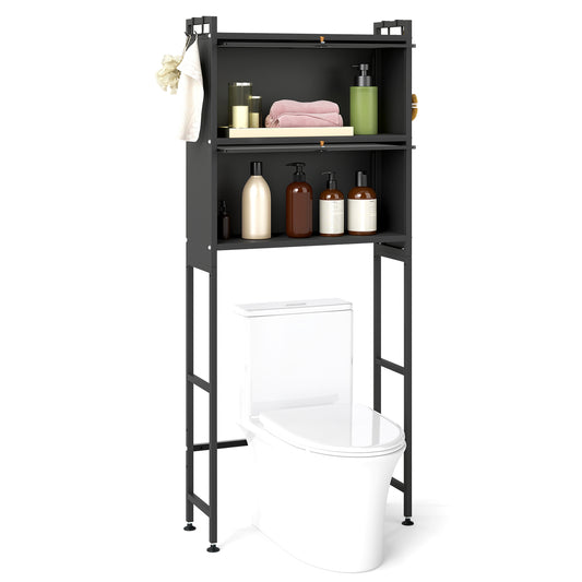 Over-the-toilet Cabinet Bathroom Organizer with 2 Flip-up Cabinets, Black Bathroom Etagere Black at Gallery Canada