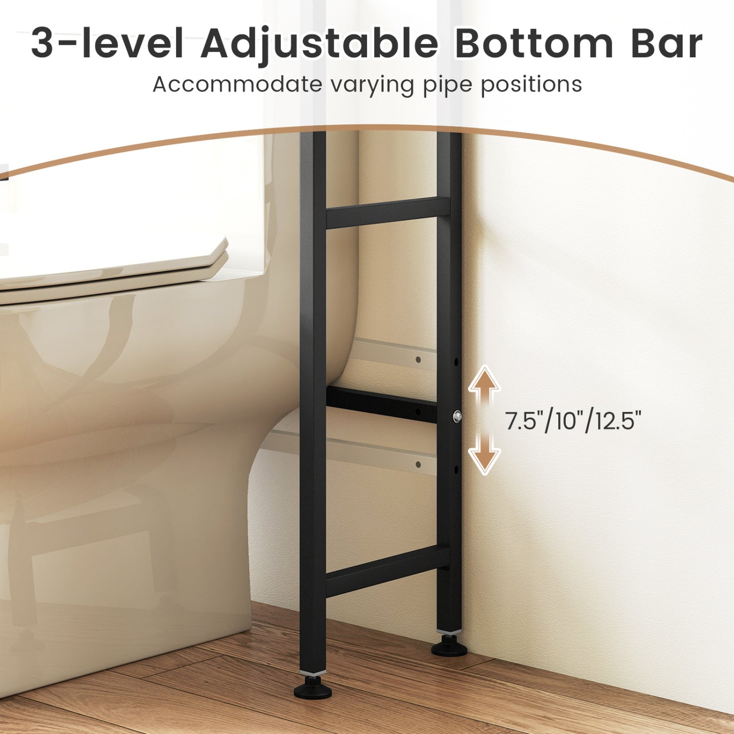 Over-the-toilet Cabinet Bathroom Organizer with 2 Flip-up Cabinets, Black Bathroom Etagere at Gallery Canada