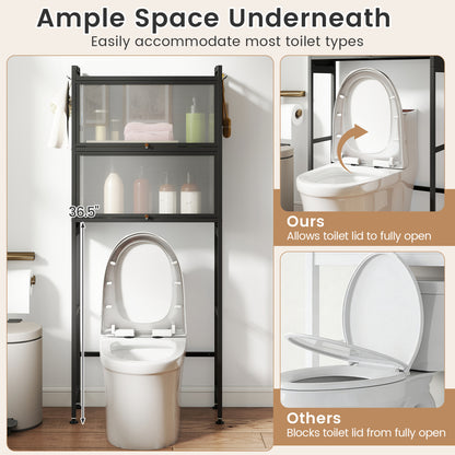 Over-the-toilet Cabinet Bathroom Organizer with 2 Flip-up Cabinets, Black Bathroom Etagere at Gallery Canada